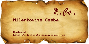 Milenkovits Csaba névjegykártya